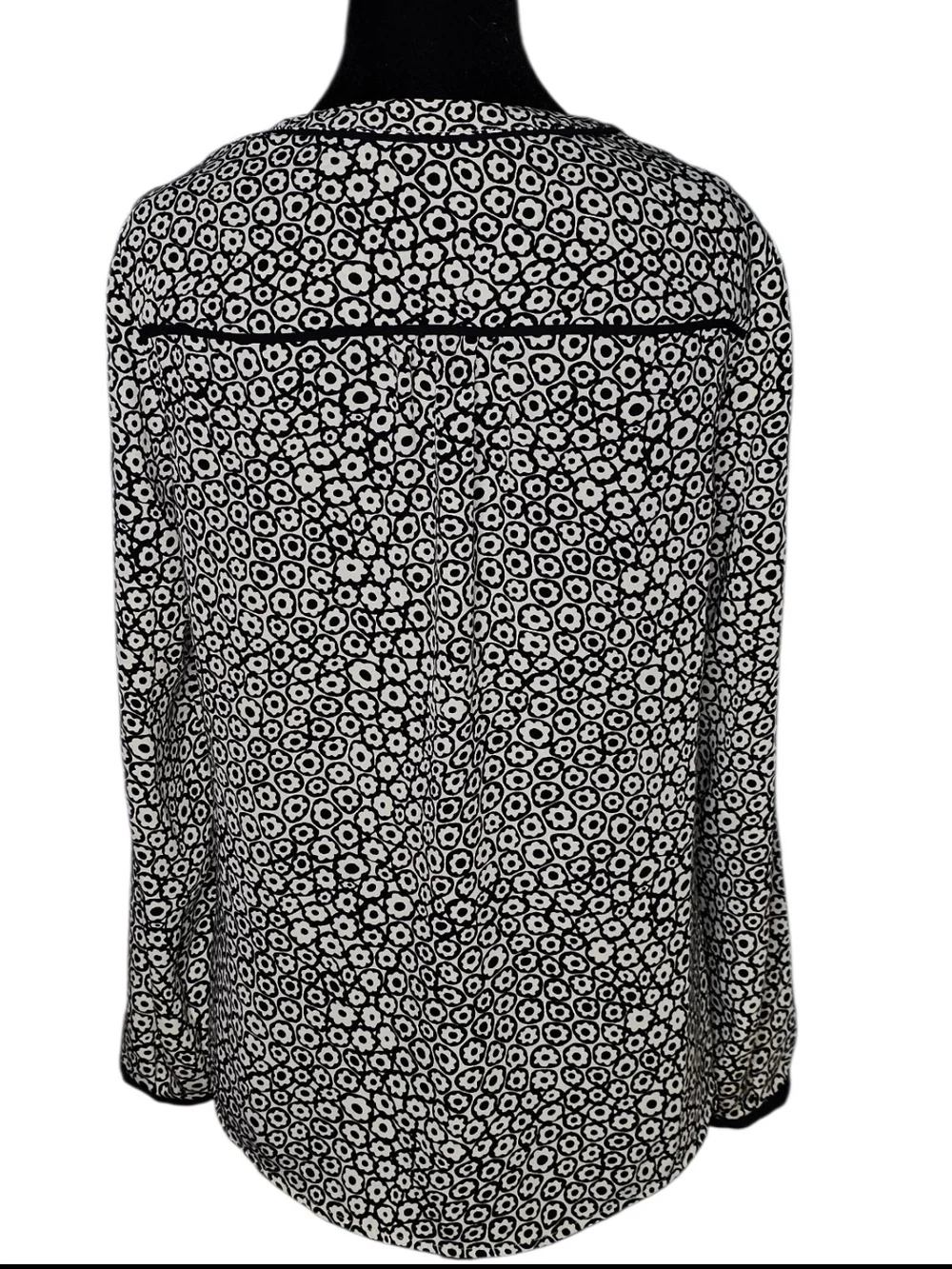 Talbots Black and White Floral Tie-Neck Swim Coverup